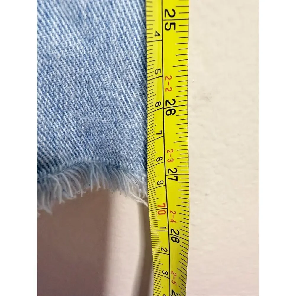 BDG 26x27 High Rise Baggy Blue Distress Jeans Button Zip Straight Flare Button - Picture 12 of 14